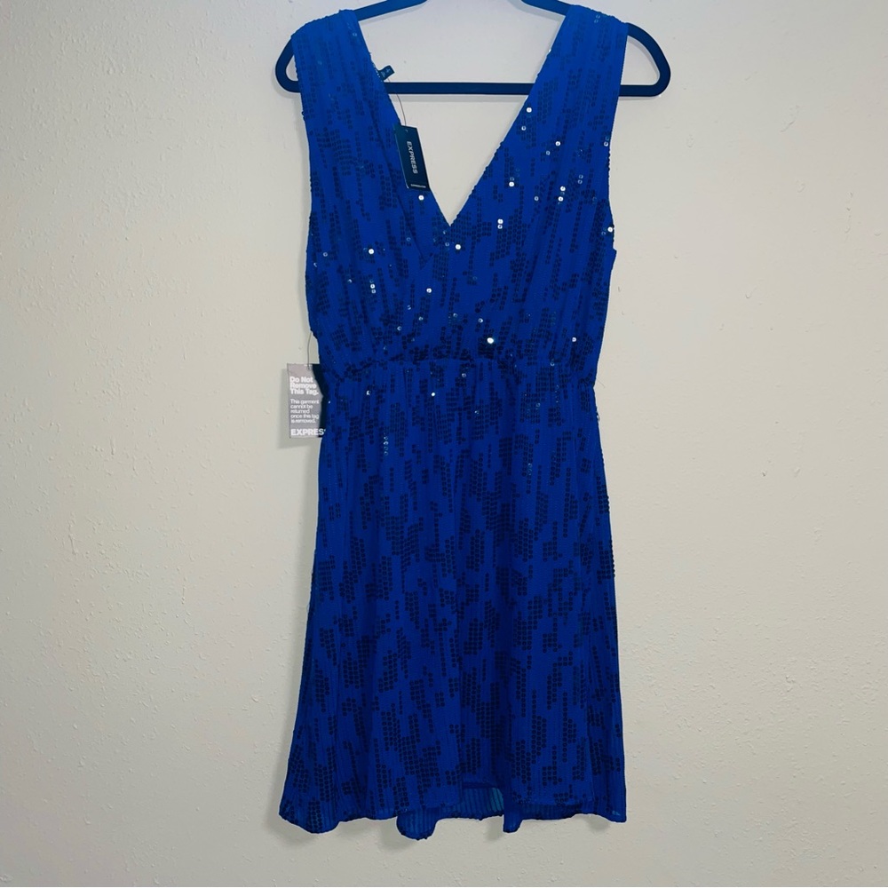 Express Blue Sequin Embellished Dress